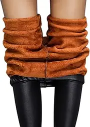 [Generic] Womens Underwear Leggings Stretch High Waisted Pleather Pu Pants& Warm Pants Short Tights for Women Package