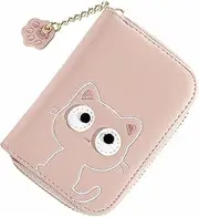 [GAROZATION] Stylish Kitten Wallet for Women Small Coin Purse Card Holder Zipper Wallet Leather Material Portable