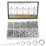 1000-Piece Stainless Steel Split Lock Washers Assortment Kit (9 Sizes)