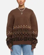 [S Double] S Double Knitted Sweater Chocolate - Size L L Chocolate