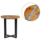 Industrial Round Side Coffee Table Solid Wood Timber Sofa Lounge Storage Nigh...