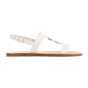 [Ferragamo] Ferragamo-White Mascarpone Lamb Leather Vida Sandals-Donna 5 US