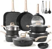 22Pcs Pots and Pans Set, Nonstick Cookware Sets, Granite Induction Cookware Non