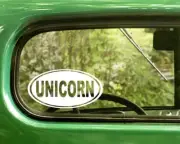 2 UNICORN DECALs Oval Stickers For Car Window Truck Bumper Laptop RV