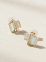 [Melissa Joy Manning] Melissa Joy Manning - Cityscape 14-karat Recycled Gold, Aquamarine And Diamond Earrings - One size One size Gold