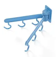 5PCS 6-Hook Door Cabinet Wall Shelf 180 Degree Rotate Strong Sucker Hanger Hooks Storage Rack(Blue)