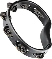 Meinl Percussion Headliner Molded Tambourine - Hand Held with 1 Row of Steel Jingles - Musical Instrument - ABS Plastic and Steel, Black (HTBK)