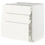 METOD / MAXIMERA base cabinet with 3 drawers, white/Vallstena white, 80x60x80 cm