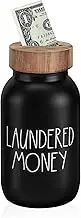 Laundry Room Bank Coin Jar Laundry Room Decor Rustic Country Farmhouse Home Decor Mason Jar with Wooden Top Funny Laundered Money Tip Jar Piggy Bank