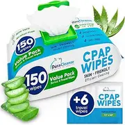 CPAP Mask Cleaning Wipes - 150 Count plus 4 Travel Wipes - Lint & Alcohol Free Wipes for CPAP, BiPAP & other PAP Masks - Skin Safe with Aloe Vera