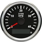 ELING 52mm Tachometer 4000RPM Gauge with Hourmeter with Red Backlight 12V 24V for Marine Vessels Yachts
