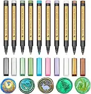 Wax Seal Pen Set, ONWINPOR Metallic Marker Pens Wax Seal Pen for Decorating Wax Seal Stamp Suit for Wax Sealing Beads Sticks, Ideal Tool for Wedding Invitation Envelope (10 Colors)