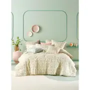Linen House Amaya Block-Printed Cotton Bed Cover Bedding Bedroom Decor Pink