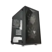 FSP CST130 Basic Black Micro-ATX Tower Case. 3*ARGB Fans Preinstall, USB Type-C, Tempered Glass Side Panel, Black