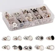 OELFFOW 100Pcs Round Assorted Pearl Buttons, Resin White Pearl Button, Vintage Clothes Sewing Button(10mm,11mm,12mm) with Storage Box, for Crafts Wedding Dress DIY Project