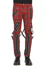Tripp NYC Mens Punk Bondage Pants [Red Plaid] - Bondage Pants, Grunge, Punk