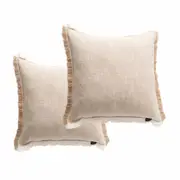 Renee Taylor Franco Stone Washed Yarn-Dyed Cushion Twin Pack 50 x 50 Cms Filled Natural