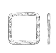 10 Silver Plated Steel Hammered 16x16mm Double-Sided Square Links