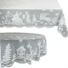 CHRISTMAS Lace Tablecloth Snowflake Round Rectangle Dinner Table Cover Decor ~