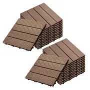 2X 11 pcs Light Chocolate DIY Wooden Composite Decking Tiles Garden Outdoor Back