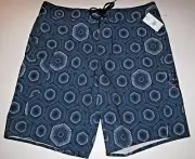 VOLCOM Men's 34 Board Shorts Manic 2 Blue Print Surf Beach Boardies