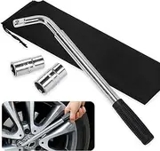 Mardatt 3Pcs 14" Telescoping Lug Wrench with 17/19mm and 21/23MM Standard Sockets, Universal Extendable Lug Wrench Wheel Wrench Tire Wrench Brace Set Standard Lug Nut Remover for Car Tire Repair