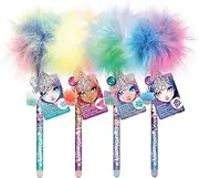Nebulous Stars Scented Pom Pom Pen Set - Assorted Ballpoint Pens with Rainbow Pom Poms, Charms & Scented Ink, Fun, Colourful School Supplies for Kids