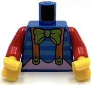 Lego New Blue Torso Shirt w/ Medium Azure Stripes Lime Bow Bright Pink Skirt