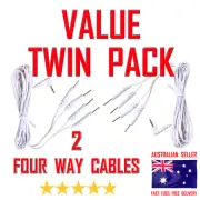 TENS MACHINE ELECTRODE FOUR PADS LEADS CABLES WIRES CORDS - 2 PACK ⭐⭐⭐⭐⭐