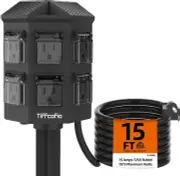 15 FT Outdoor Extension Cord with 6 Grounded Outlets - Safe & Reliable Power