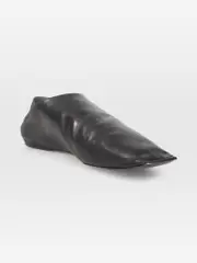 Black Square Toe Leather Mules