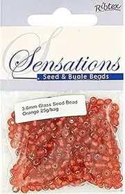 Ribtex Glass Seed and Bugle Beads 25 g, 3.6 mm Size, Orange