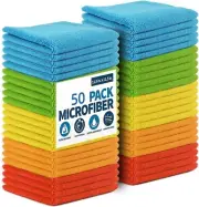 Microfiber Cleaning Cloth 5-Color Absorbent Rags Lint Free Cleaning Cloth, 50 Pk