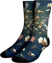 [SocratesArt] So Many Books So Little Time Funny Book Lover Socks Gift for Readers Men Women Teens, Blue, One Size