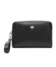 Dolce Gabbana Branded Tag Zipped Pouch One size Black