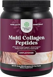 Hydrolyzed Collagen Peptides Protein Powder - Multi Collagen Protein Powder with Hair Skin Nails Vitamins for Women - Multi Collagen Peptides Powder with Natural Hair Vitamins for Faster Hair Growth