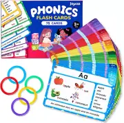 75 Pack Phonics Flash Cards - Learn to Read Alphabet and CVC Words in 25...