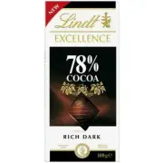 Lindt Excellence 78% Cocoa Rich Dark Chocolate Block 100g