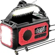 44400mWh/12000mAh Emergency Radio, Hand Crank, Portable Solar Radio AM/FM/NOAA Weather Radio with 2 Solar Panels,3 Charging Methods,SOS Alarm,Flashlight,Phone Charger,Compass,Reading Lamp