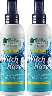 Bliss of Earth? Alcohol Free Witch Hazel Astringent | 2X100ML | 100% Pure & Natural Toner | Great For Face & Body |