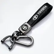 Leather Keychain Hook Key Pendant With Car Brand Logo Spring Buckle & Ring Compatible TOYOTA