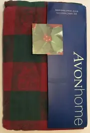 Vintage Christmas Fabric Tablecloth 52”x52” SQUARE Green Red Plaid NOS