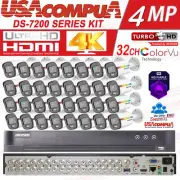 HIKVISION 32CH CCTV SECURITY CAMERA SYSTEM BULLET COLORVU 2MP 4TB HARD DISK