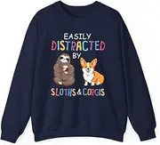 [VidiAmazing] Easily Distracted by Sloths and Corgis ds009 T-Shirt
