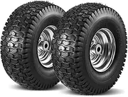 Joliday 15x6.00-6 Tire and Wheel Front Tire 2 Pack for John Deere Craftsman Husqvarna Lawn Mower 3" Centered Hub Bore ID 3/4" Natural Rubber 4 Ply with Tube 2-Pack 400 lbs Capacity