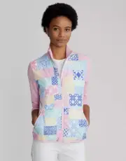 Ralph Lauren RLX Golf Womens Pink Patchwork Puffer Hybrid Jacket NWT Medium