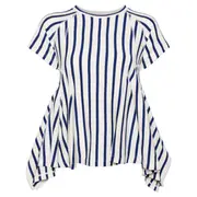 [pushBUTTON] Stripe Flared Hem T-Shirt