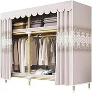 Polyester Portable Closets with Curtain Modern Space Saving Clothes Storage Organizer Quick and Easy to Assemble