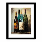 Wine Bottles Modern Framed print Art Poster