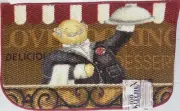TEXTURED PRINTED RUG (18"x30") FAT CHEF, WAITER,DELICIOUS DESSERTS, D Shape, AH